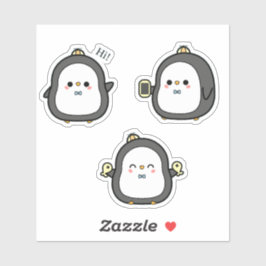 Conjunto de Adesivos Kawaii de Pinguim Fofo