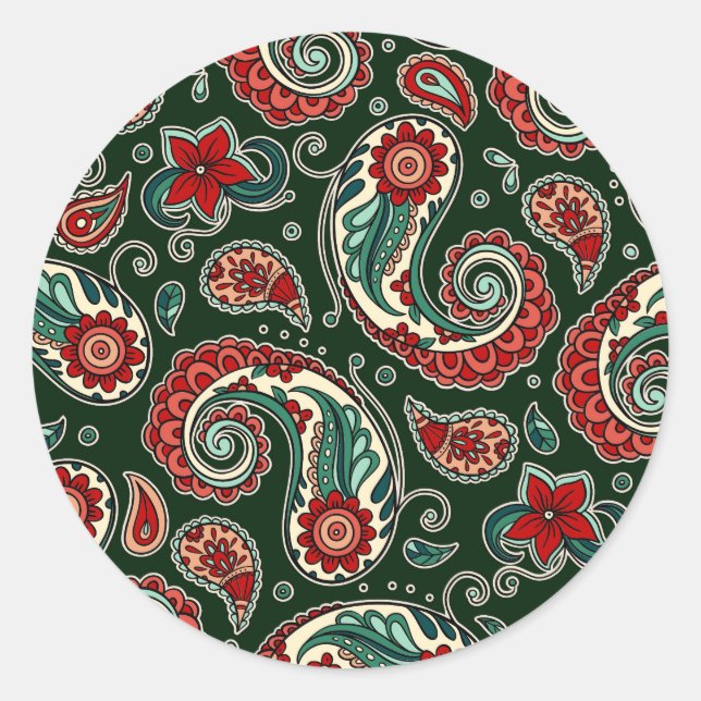 Conjunto de Adesivos Paisley Azul Turquesa e Verme (Frente)