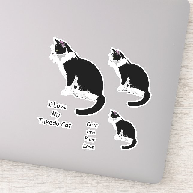 Conjunto de adesivos para gatos de smoking preto e (Detalhe)