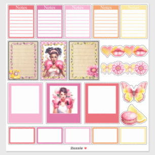 Conjunto de Adesivos para Planejador Pink Lemonade