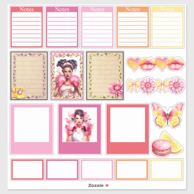 Conjunto de Adesivos para Planejador Pink Lemonade (Folha)