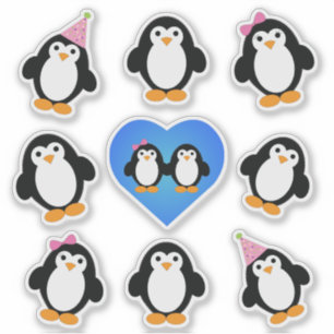 Conjunto de Adesivos Pinguins Cóteos