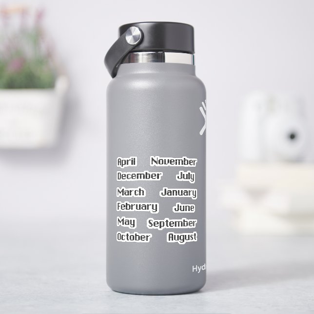 Conjunto de Adesivos Preto e Branco dos Meses do A (HidroFlask)