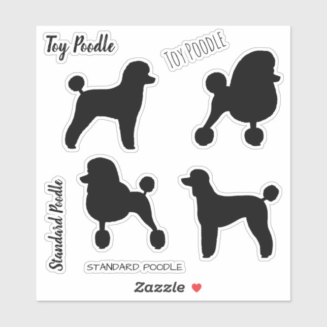 Conjunto de Adesivos Silhuettes de Toy e Poodle St (Folha)
