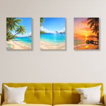 Conjunto de Arte de Parede de Praia Tropical de 3
