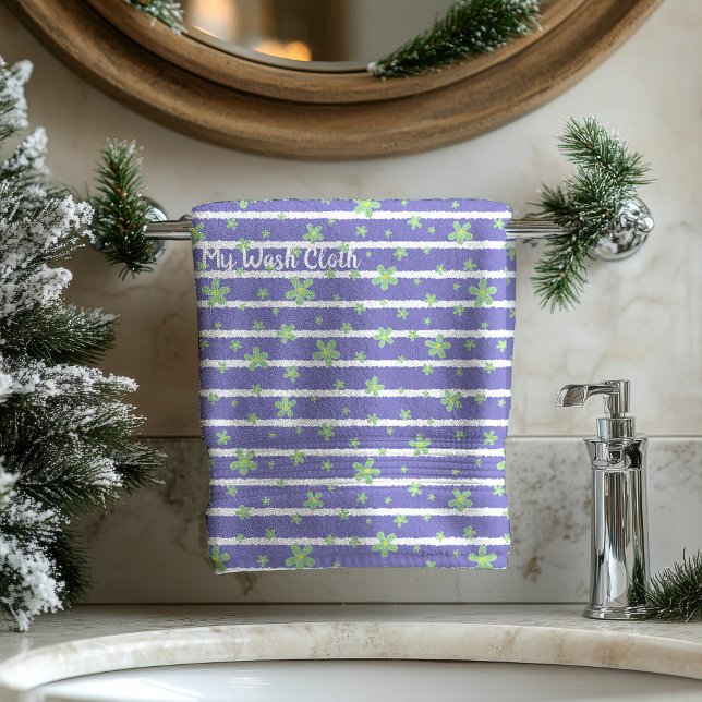 Conjunto de Bandeja de Padrão Floral Moderno (Green Daisies Flowers Pattern Bath Towel Set)