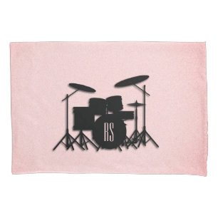 Conjunto de Bateria Monograma Desenho Musical Rosa