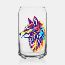Conjunto de Bebedouros de Lobo Geométrico Colorido