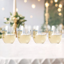 Conjunto de Bebidas Personalizadas Hanukkah Blue M