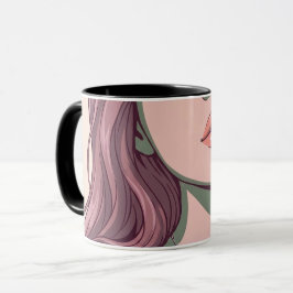 Conjunto de camisola e caneca com retrato vetorial