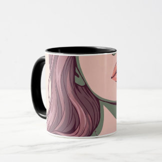 Conjunto de camisola e caneca com retrato vetorial