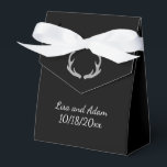 Conjunto de Camuflagem Caixa de Presente Bolsa de<br><div class="desc">Caixa de presente de casamento preto com chifres.  Personalize com seu nome e data de casamento.</div>