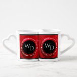 Conjunto De Caneca De Café 15 26º aniversário de casamento do Rosa<br><div class="desc">Nada diz "você me completa" ou "sua melhor/outra metade" do que as canecas dos amantes. Celebre o 15, 26º ou 36º aniversário de casamento do rosa com este par de na moda! As letras brancas elegantes sobre um fundo de rosa vermelha romântico acrescentam um toque memorável para esta ocasião especial...</div>