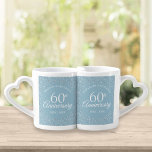 Conjunto De Caneca De Café 60º aniversário do Hearts Confetti<br><div class="desc">Personalize com os nomes e o ano de casamento do casal feliz. Um presente divertido,  único e personalizável para celebrar o aniversário de casamento de diamante de qualquer um. Projetado por Piglet © Pura em www.zazzle.com/purepiglet*.</div>