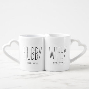 Conjunto De Caneca De Café Casal Hubby e Wifey Farmhouse Mug Set