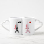 Conjunto De Caneca De Café la Tour Eiffel Paris França<br><div class="desc">Para ele e para ela,  uma bela ideia personalizada de tema parisiense com a imagem da torre francesa Eiffel,  um bigode e um pequeno coração</div>