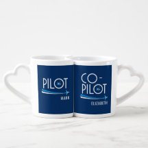 Piloto e co-piloto Casal de café personalizado Mu