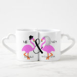 Conjunto De Caneca De Café Presente personalizado de casamento do Flamingo Br<br><div class="desc">Só a coisa para os recém-casados é um belo par de canecas de amor que podem ser facilmente personalizadas com os nomes dos casais e a data do seu casamento. Um presente especial de casamento e guardar o dia do casamento e tão fofo com dois lindos pássaros flamingos cor-de-rosa vestidos...</div>