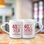Conjunto De Caneca De Café Ruby Hearts 40º Aniversário Sr.ª Direita<br><div class="desc">Personalize os nomes e as datas para criar um presente divertido e único para celebrar o 40º aniversário de casamento rubis. Projetado por Thisnotme©</div>