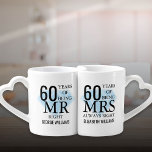 Conjunto De Caneca De Café Sr.ª Diamond, 60º aniversário de casamento<br><div class="desc">Personalize os nomes e as datas para criar um presente único e divertido para celebrar o 60º aniversário de casamento de diamantes. Projetado por Thisnotme©</div>