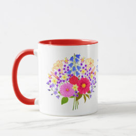 Conjunto de caneca do dia dos namorados com buquê