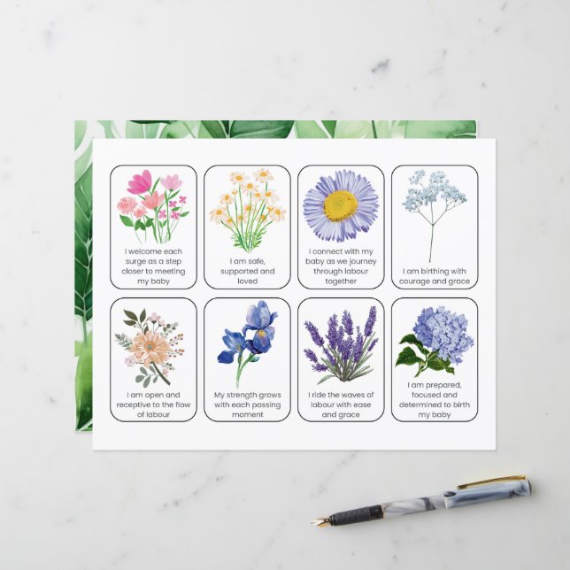 Conjunto De Cartão Com 8 Afirmações De Parto (Frente/Verso In Situ)