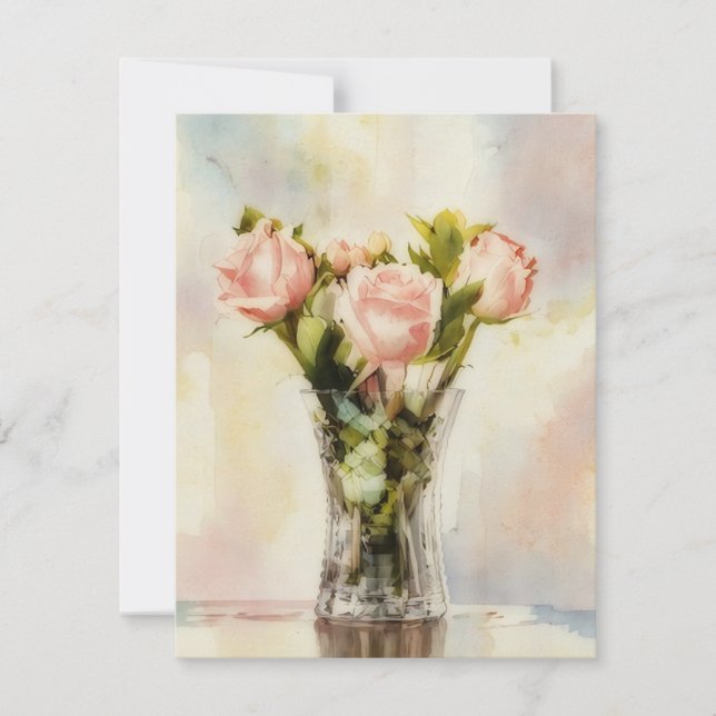 Conjunto de Cartões de Arte com Vaso de Rosas (Frente)