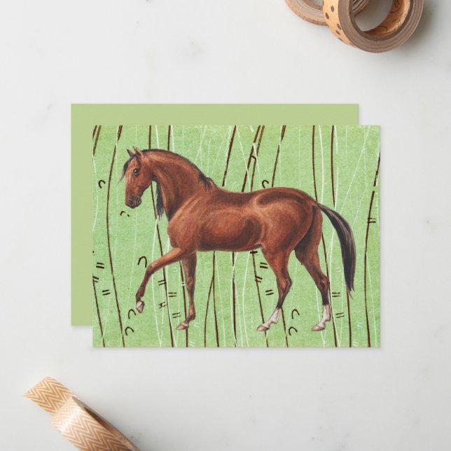 Conjunto de Cartões de Nota com Arte de Cavalo Bai (Frente/Verso In Situ)
