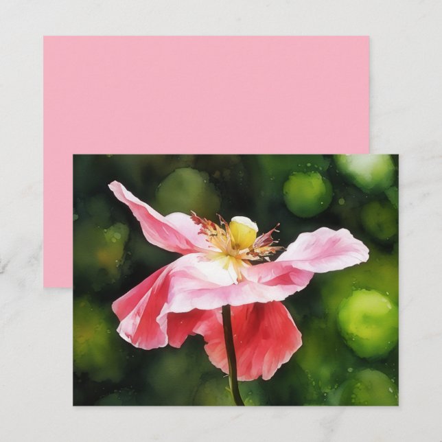 Conjunto de Cartões de Nota de Arte Floral Flor de (Frente/Verso)