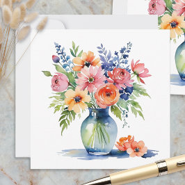 Conjunto de cartões de notas florais em aquarela e