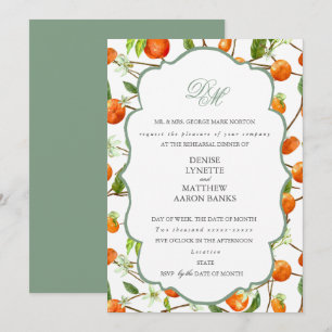 Conjunto de Casamento Laranja Convite Verde Manjer