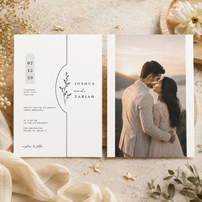 Conjunto de convite de casamento botânico minimali (Criador carregado)