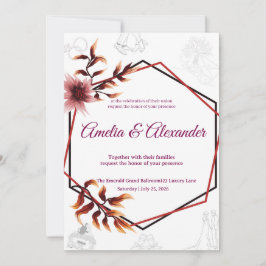 Conjunto de Convite de Casamento · Capa Floral Ele