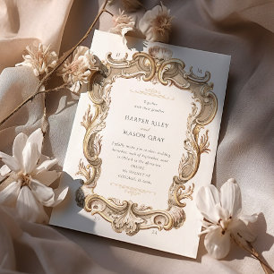 Conjunto de Convite de Casamento com Floreio Barro