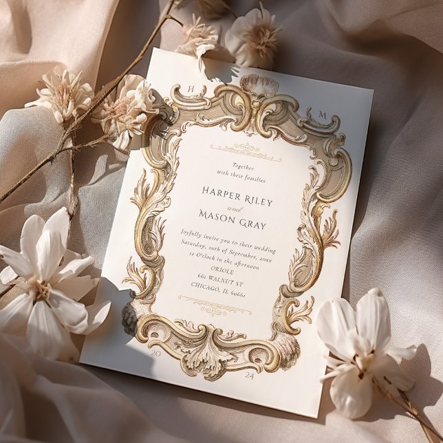 Conjunto de Convite de Casamento com Floreio Barro (Criador carregado)