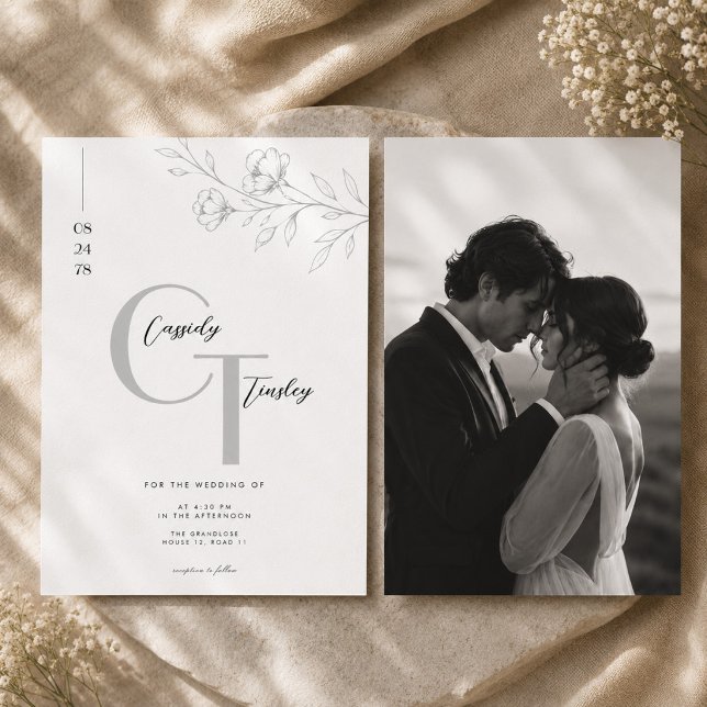 Conjunto de Convite de Casamento com Monograma Flo (Criador carregado)