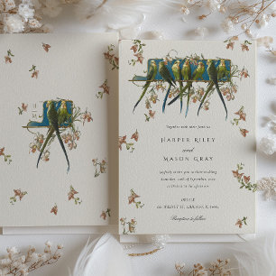 Conjunto de Convite de Casamento de Papagaio com E