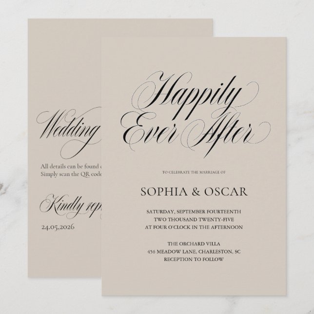 Conjunto de Convite de Casamento Felizes para Semp (Frente/Verso)