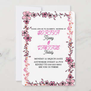 Conjunto de convite de casamento floral elegante p