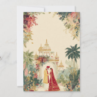 Conjunto de Convite de Casamento Indiano em Aquare
