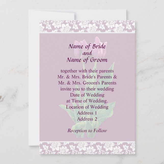 Conjunto de Convite de Casamento Two Purple Tulips (Frente)