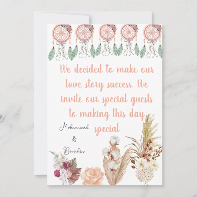 Conjunto de Convite para Casamento Boho Dreamcatch (Frente)