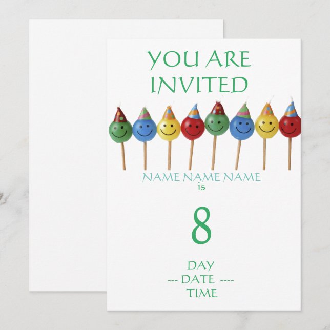conjunto de convites para aniversários de criança (Frente/Verso)