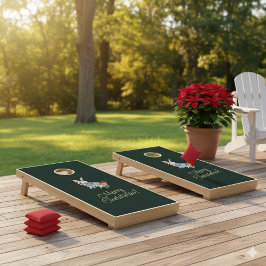 Conjunto de Cornhole Beige e Green Christmas