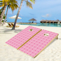 Conjunto de Cornhole com Padrão de Pontos Rosa