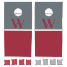 Conjunto de Cornhole da Crimson & Cinza College