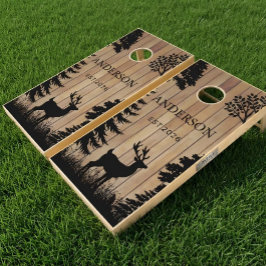 Conjunto de Cornhole de Madeira Monogramado Flores