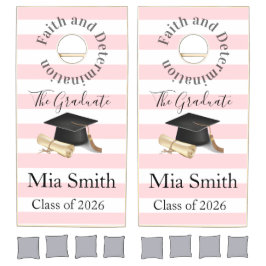 Conjunto de Cornhole Rosa e Branco Listrado Gradua