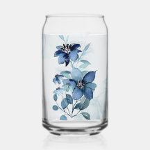 Conjunto de Drinkware de Vidro Azul Floral 2
