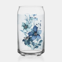 Conjunto de Drinkware de Vidro Azul Floral 3